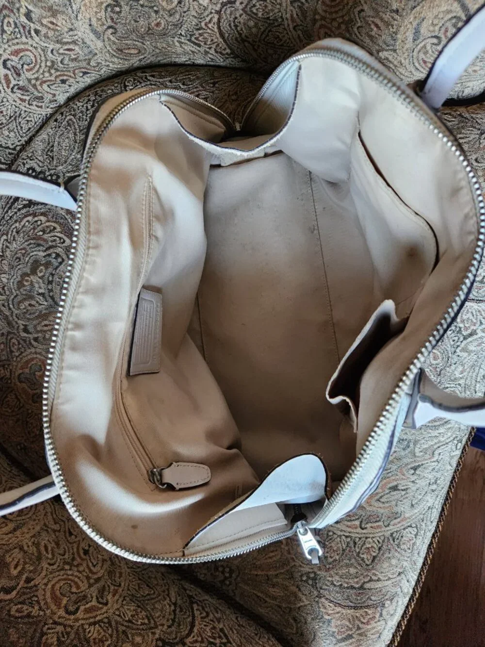 Coach pebble leather large Bleecker Preston satchel Beige Buffalo no strap